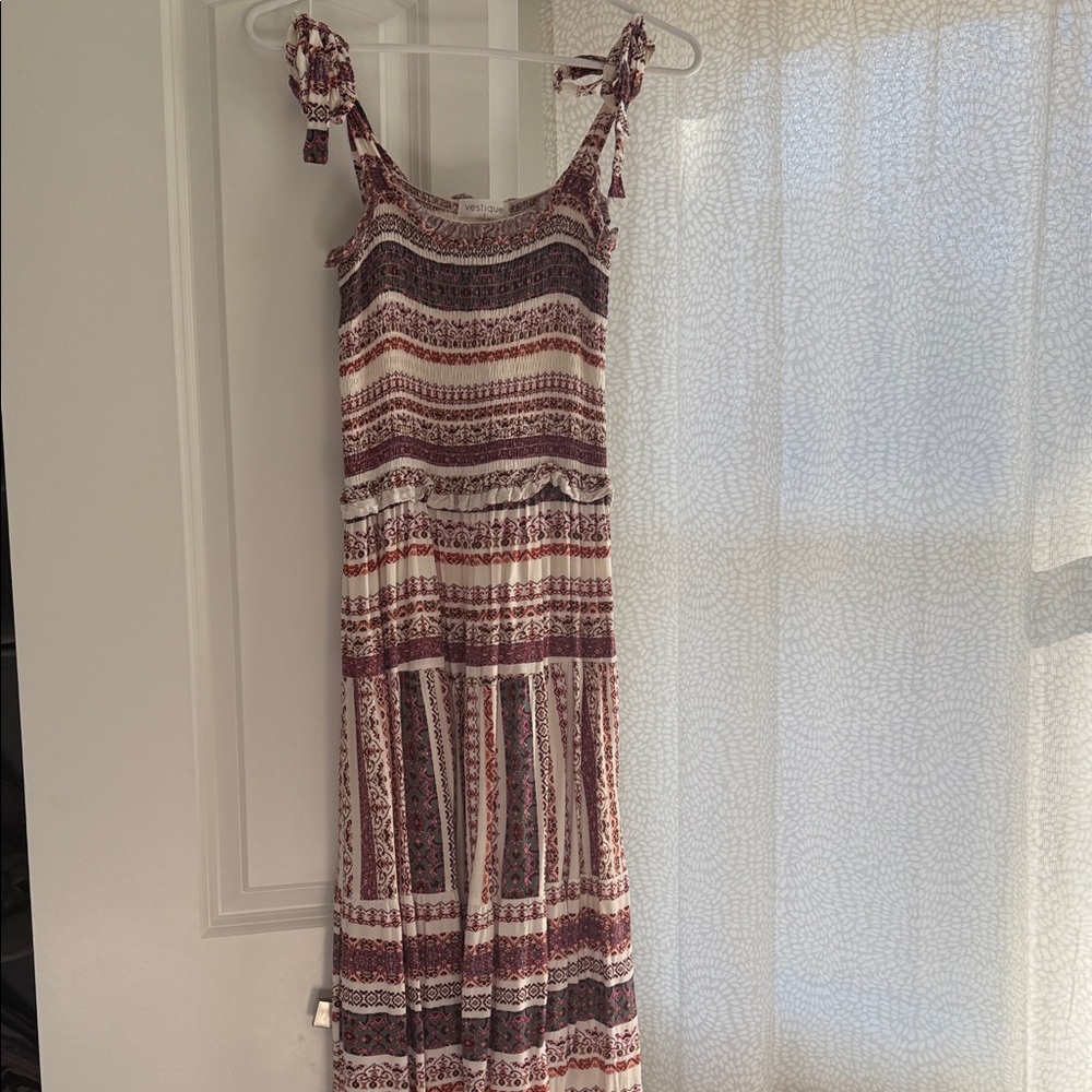 Vestique Bohemian Striped Midi Dress